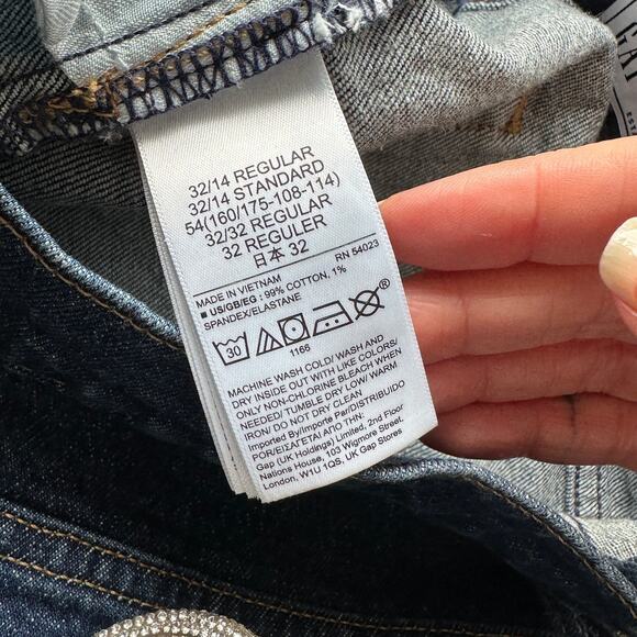 GAP Cheeky Straight High Rise Jeans Blue Women’s 32/14R Button Fly - Picture 8 of 15